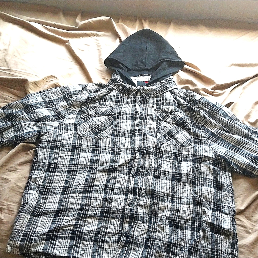 Black and white Plaid Print flannel jacket